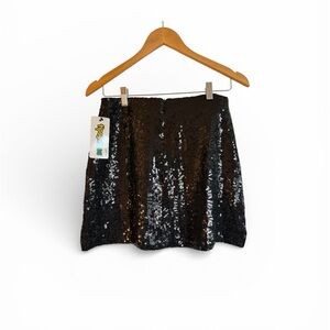 NWT—Tipsy Elves Black Sequin Mini Skirt
